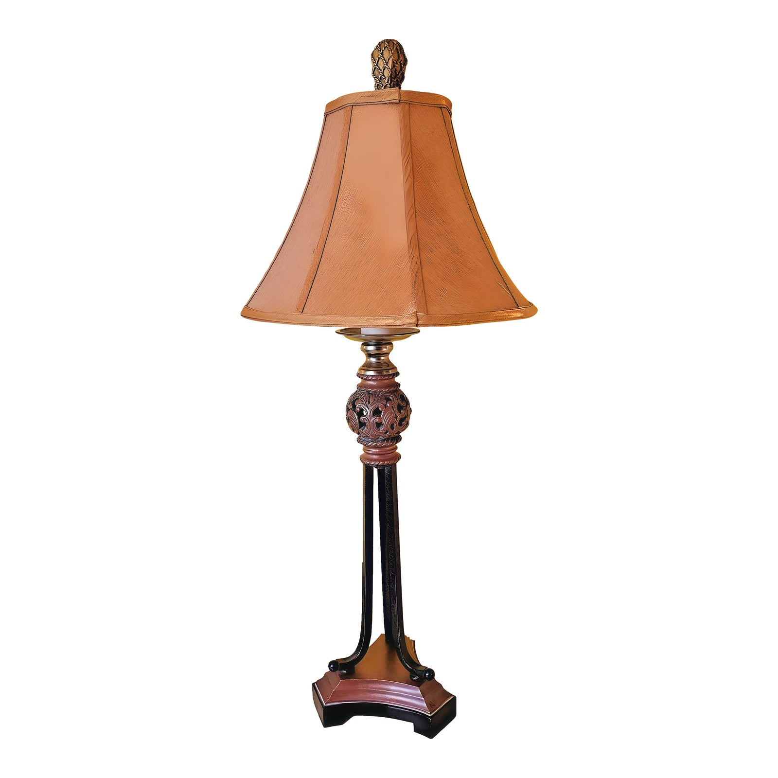 Uttermost Burgundy and Black Iron Buffet Table Lamp With Silken Bronze