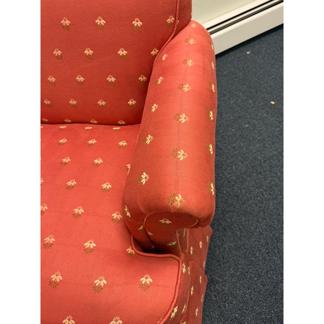 1990s Recently Reupholstered Swivel Chair With Ottoman For Sale - Image 5 of 10