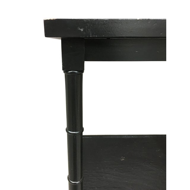 English 20th Century English Traditional Black Faux Bamboo Legged Side Table With Shelf For Sale - Image 3 of 6
