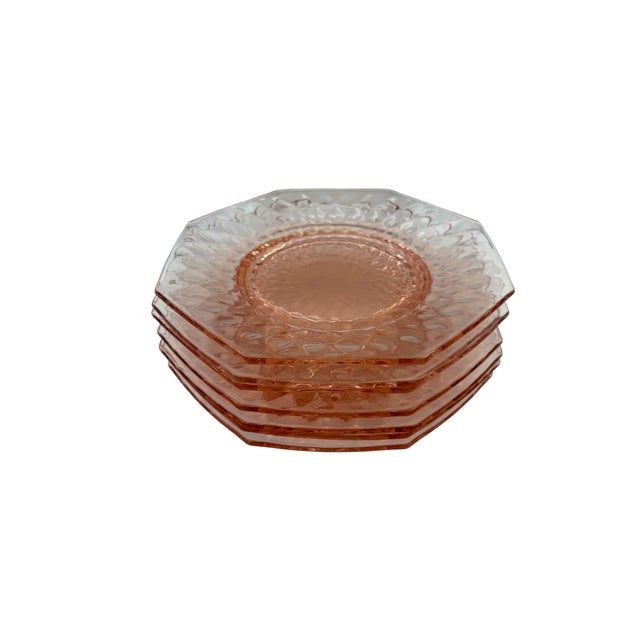 Pink Depression Glass Octagon Plates - Set of 7 This is a beautiful set of pink octagon plates. They feature decorative...