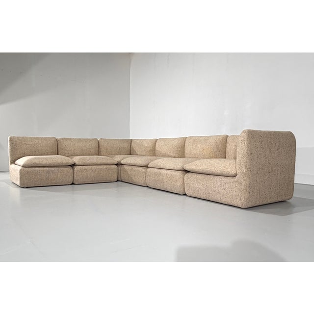 Modular Sofa in Beige Tweed from Strafor, 1980s, Set of 6 For Sale - Image 4 of 8