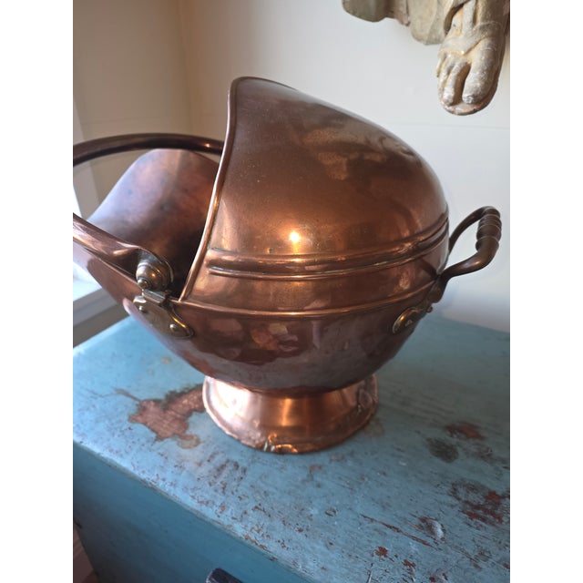 Antique Copper Helmet Form Scuttle For Sale In San Antonio - Image 6 of 13