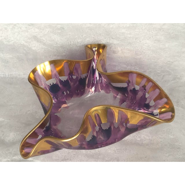 Purple Laurel Fyfe Art Glass Sculpture Bowl For Sale - Image 8 of 12