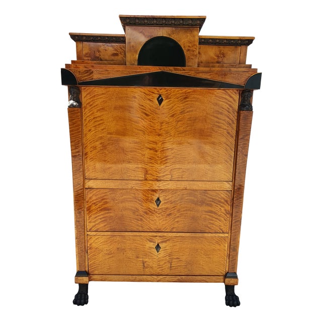 Biedermeier Secretary in Birch, 1815 For Sale