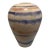 Vintage Studio Art Pottery Striped Ceramic Vase - Blue, Tan, & Peach Glaze Hand-Thrown Boho Decor For Sale