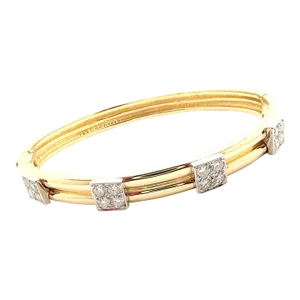 Vintage Tiffany & Co. 18k Yellow Gold Diamond Bangle Bracelet