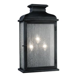 Sean Lavin by Visual Comfort Studio Pediment Wide Lantern, Dark Weathered Zinc For Sale