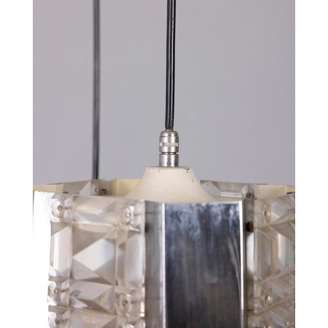Metal Vintage Metal and Crystal Pendant Lamp by Kinkeldey, 1970s For Sale - Image 7 of 12