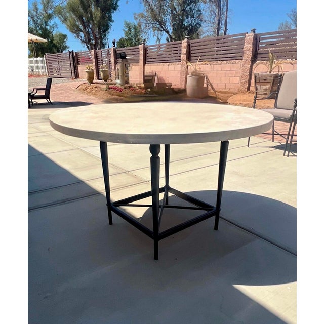 Wonderful outdoor MTD table, it has a Black/bronze lightly textured powder coat finish. The top of table is Crema Marfil.