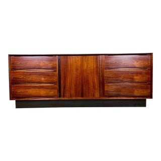 Mid Century Danish Modern Tambour Door Rosewood Credenza / Sideboard by Dyrlund For Sale