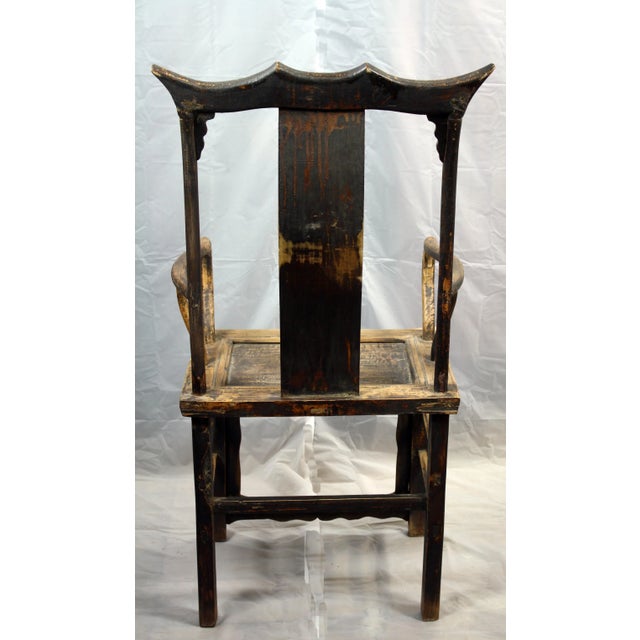 Oxblood Red Antique High Yoke Back Armchair For Sale - Image 8 of 11