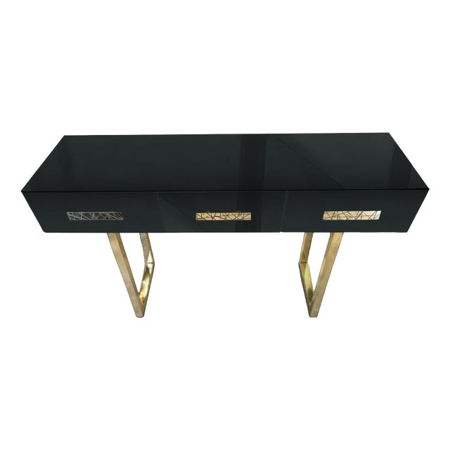 Black Console in Mirrored Murano Glass from Justfurnituress SRL For Sale