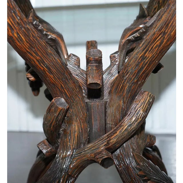 Black Forest Side Table with Glass Top & Wood Carvings of Leaves & Grapes For Sale - Image 13 of 15