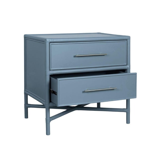 David Francis Verona Two-Drawer Nightstand, Regatta Blue For Sale - Image 4 of 4