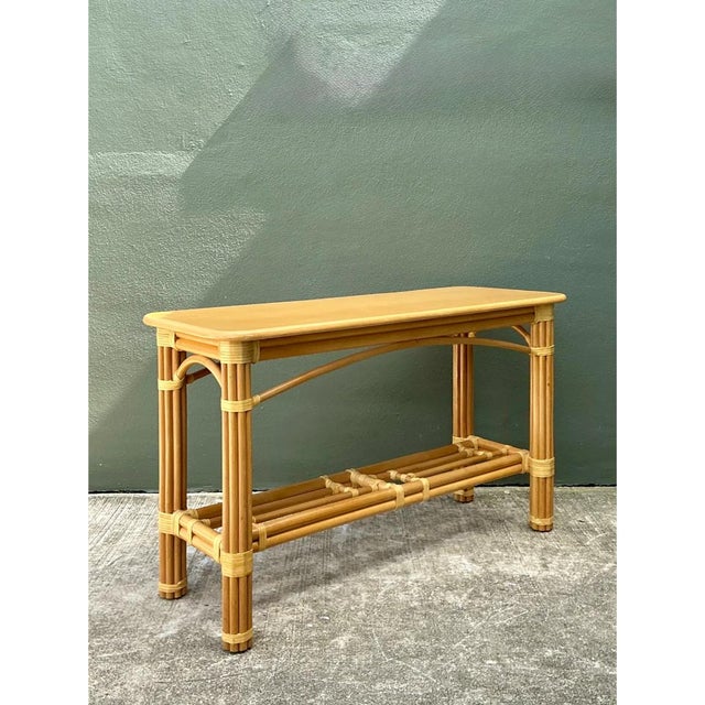 Late 20th Century Vintage Rattan Console Table For Sale - Image 5 of 12