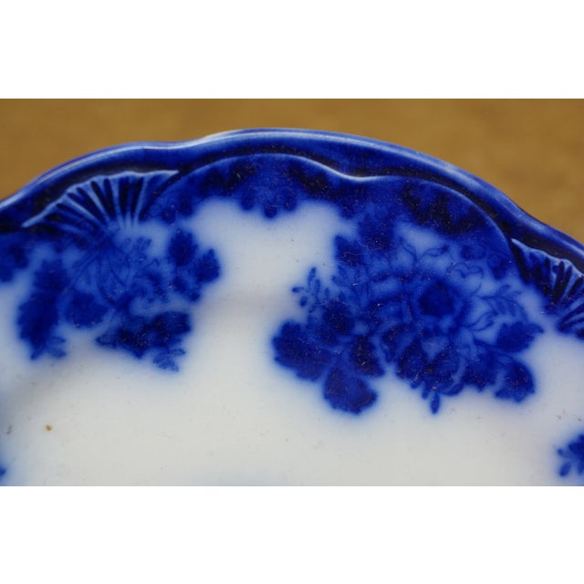 5 Pc Antique New Wharf Pottery Waldorf Flow Blue Porcelain Dinnerware Bowl Plate For Sale - Image 9 of 17