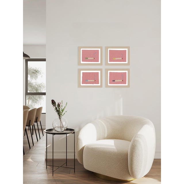 Maureen, Phyllis, Colette, and Angelique Cigarette Pack by Willa Heart in Natural Frame, Set of 4 Mini Art Prints For Sale In Austin - Image 6 of 7