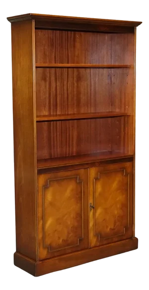 English Traditional Bradley Display Cabinet Bookcase with Shelves and Cupboard