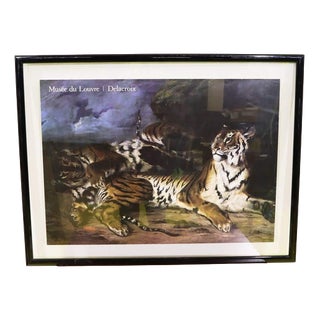 Poster with Tigers in Black Frame from Musàe Du Louvre For Sale