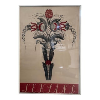 Swedish Folk Art Framed “Leksand” Print 1954 Reproduction For Sale
