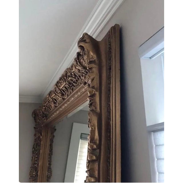 Vintage Gilt Baroque 7 Ft Framed Mirror For Sale - Image 4 of 7