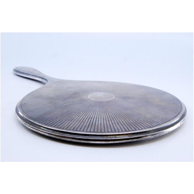 Round Hand Mirror in Plain Silver with Sunbeams Behind It For Sale - Image 4 of 9