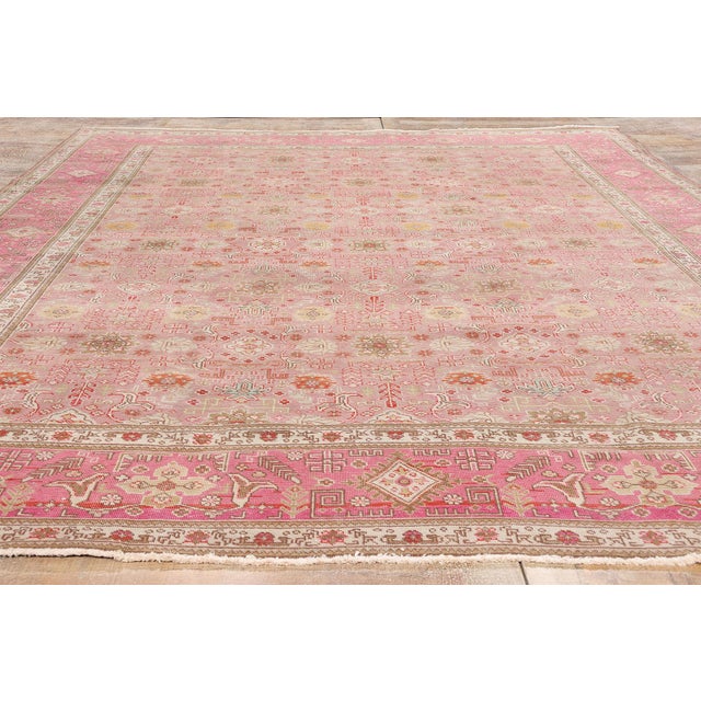 Vintage Pink Persian Tabriz Rug - 09'09 X 12'07 For Sale - Image 9 of 10