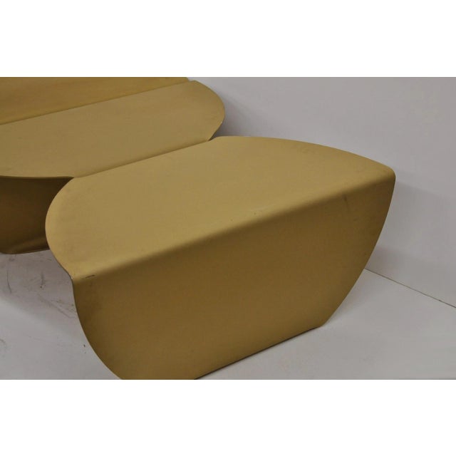Gold Vintage Biomorphic Torch Cut Steel Metal "Fortune Cookie" 2 Part Coffee Table For Sale - Image 8 of 18