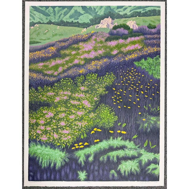 Impressionist Gordon Mortensen "Beach Flowers" Signed Numbered Woodcut Art Print, For Sale - Image 3 of 9