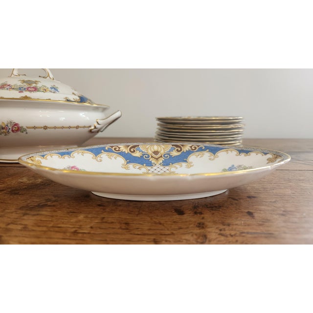 Shelley Vintage Shelley Sheraton 13291 Blue & Gold Bone China 16-Piece Serving Set For Sale - Image 4 of 18