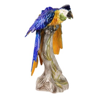 Polychrome Ceramic Parrot Figure For Sale