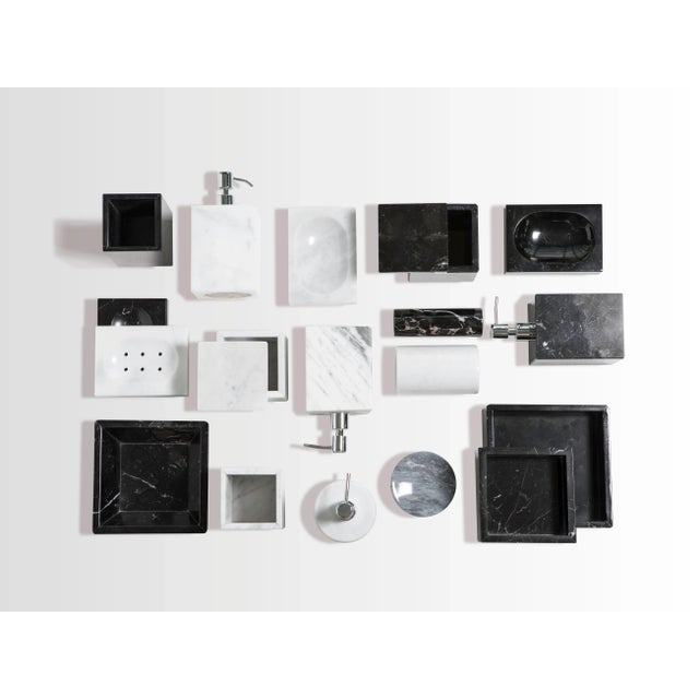 Contemporary Square Soap Dispenser in Black Marble For Sale - Image 3 of 8