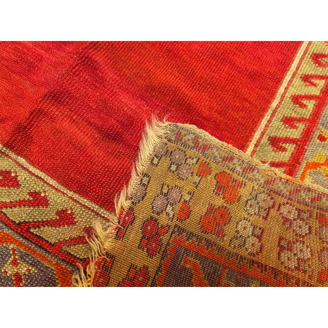 Vintage Turkish Prayer Area Rug, Hand-Knotted Wool, 4x5, Abrash Red & Yellow For Sale - Image 14 of 14