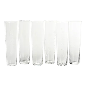 Assorted Botanical Etched Flutes, Set of 6