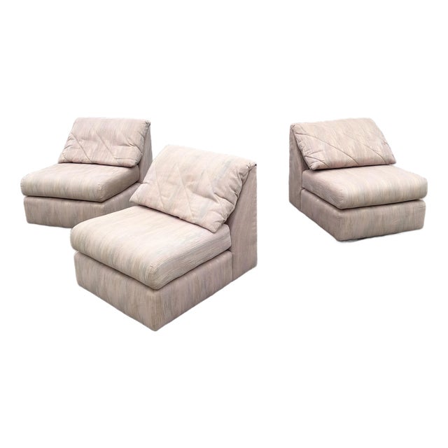 Postmodern Pink and Blue and Green Fabric Modular Sofa - 3 Pieces For Sale