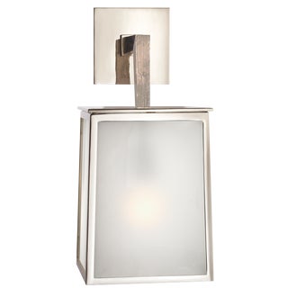 Barbara Barry for Visual Comfort Signature Ojai Large Sconce in Polished Nickel with Frosted Glass For Sale