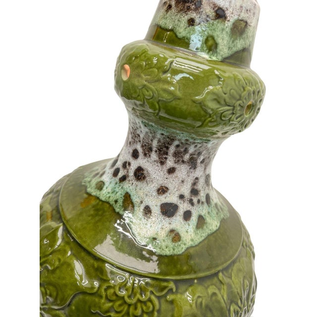 West German Green Fat Lava Ceramic Table Lamp, 1960s For Sale - Image 6 of 10