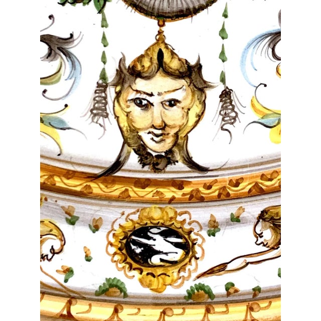 Gold Mid 20th Century Italian Majolica Allegorical Charger by A. Deruta For Sale - Image 8 of 13