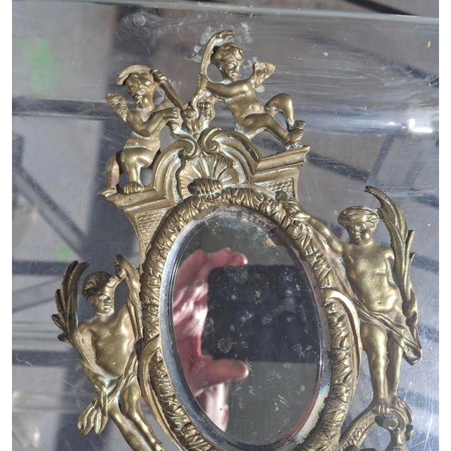 19thc French Louis XVI Gilt Bronze Wall Sconce Cherub Detail For Sale In Miami - Image 6 of 12