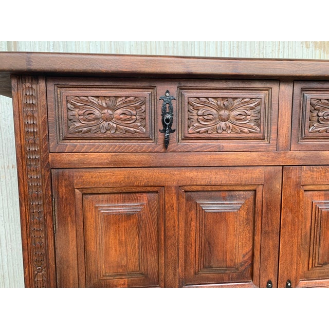 Wood Early 20th Large Stepback Cupboard with Four Drawers and Doors For Sale - Image 7 of 18