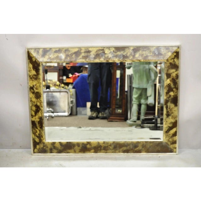 Modern Late 20th Century Decorative Arts Inc. Faux Tortoise Shell Painted Brown & Gold Modern Wall Mirror For Sale - Image 3 of 12
