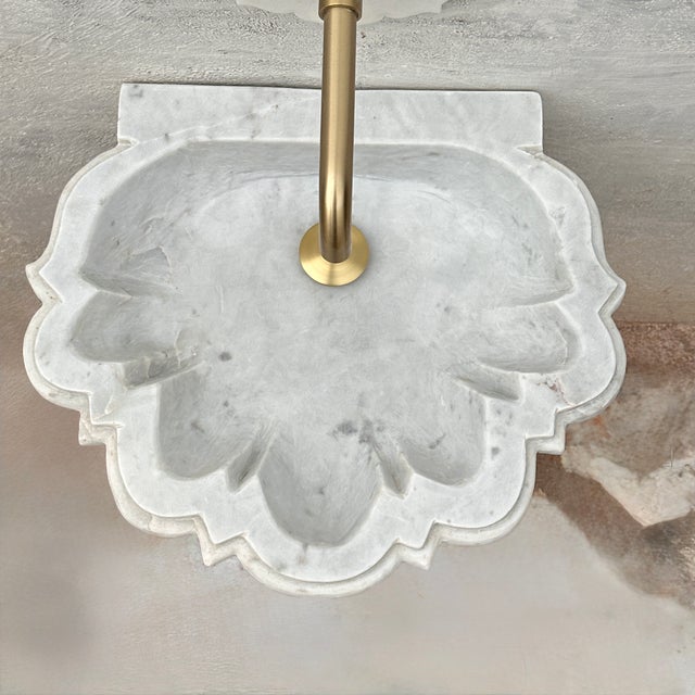 Stone Indian Marble Mid Century Modern Wall Mount Sink Zephyr For Sale - Image 7 of 9