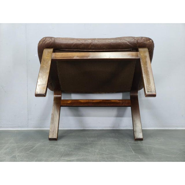 Leather Ottoman attributed to Ingmar Relling for Westnofa, Norway, 1960s For Sale - Image 11 of 12