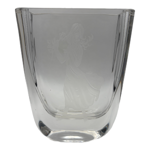 Ab Kosta Sea Glasbruck Etched Vase by Renate Stock Made in Sweden