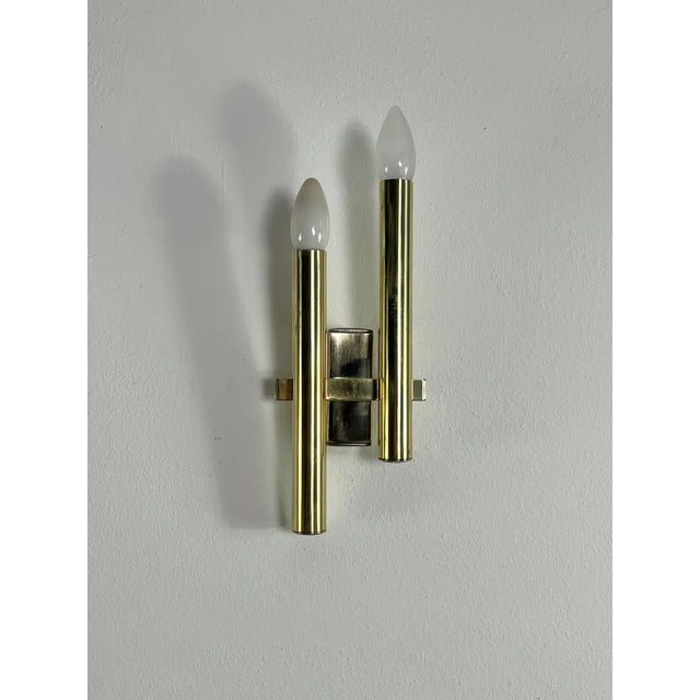 Mid-Century Modern Mid-Century Brass Wall Lamps in the style of Gaetano Sciolari, 1960s, Set of 2 For Sale - Image 3 of 9