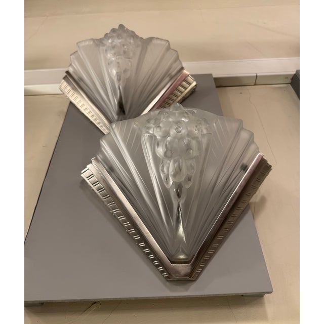 Art Deco Wall Sconces in Nickel-Plated Bronze from Petitot, 1930, Set of 2 For Sale - Image 9 of 13