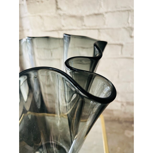 Late 20th Century Late 20th Century Postmodern Charcoal Ruffle Vase For Sale - Image 5 of 10