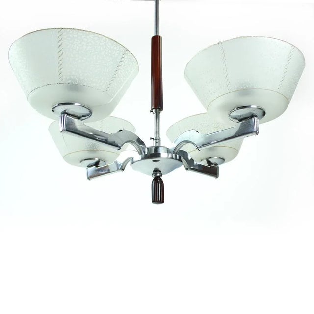 Art Deco Chrome Ceiling Lamp, 1940s For Sale - Image 4 of 11
