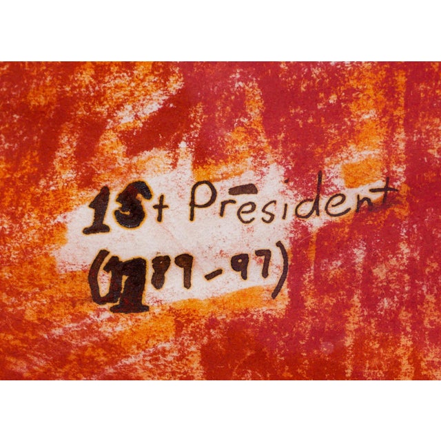 Contemporary Ike E. Morgan “Untitled” Orange, Blue & Yellow Abstract Portrait of George Washington, 1990s For Sale - Image 3 of 12