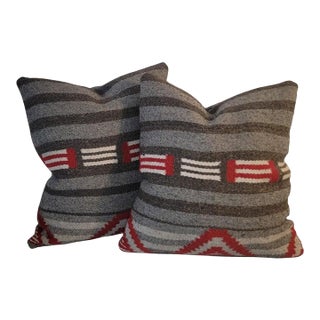 1950s Navajo Indian Weaving Wool Pillows -Pair For Sale